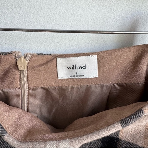ARITZIA Wilfred Classic Wool A-line Mini Skirt Checkered in Brown Cream size S - Picture 10 of 13